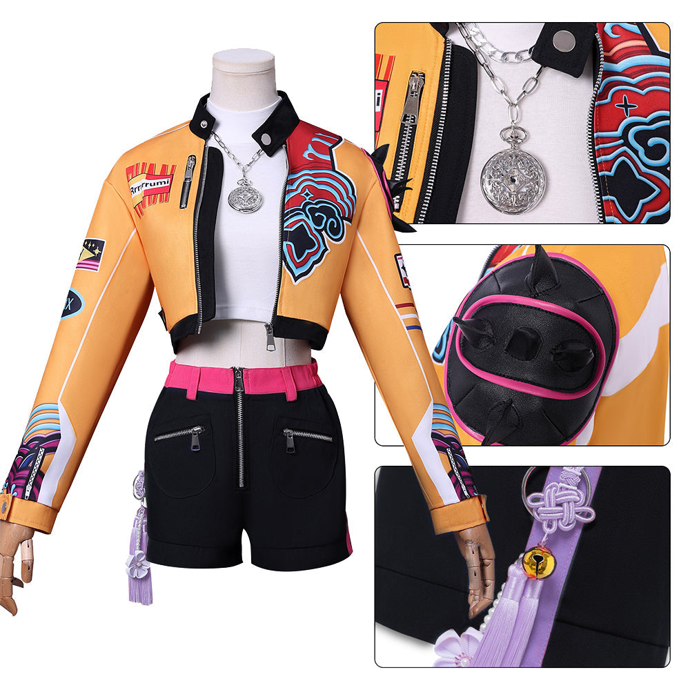 KPop Demon Hunters Rumi Costume Yellow Jacket Shorts Deluxe Full Set