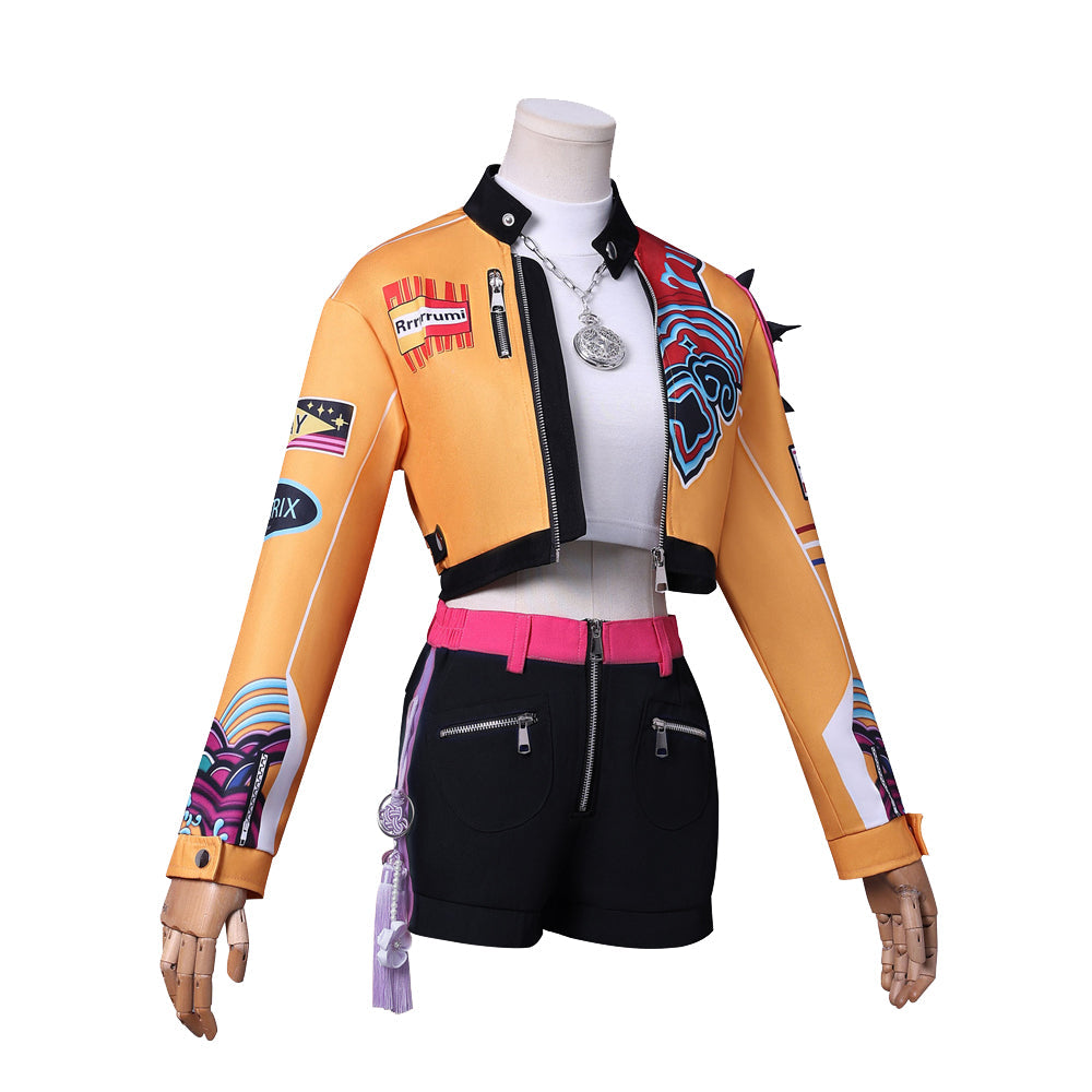 KPop Demon Hunters Rumi Costume Yellow Jacket Shorts Deluxe Full Set