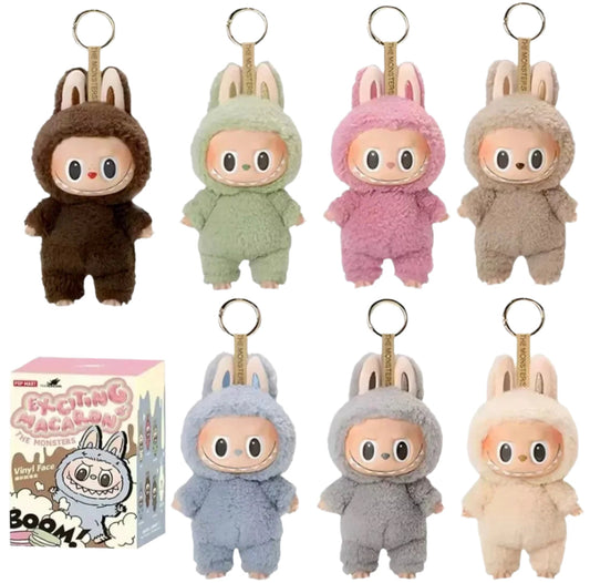 6.7" Labubu Keychain Plush Doll Toy Exciting Macaron Vinyl Face Labubu Plush Keychains