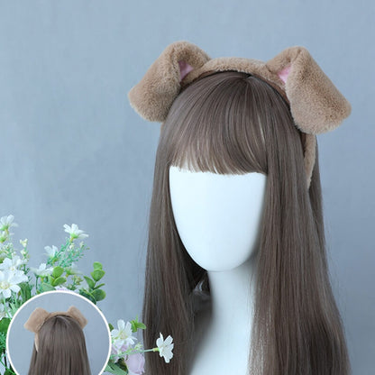 Girls Head Band with Dog Ears Women Fluffy Hair Band Soft Hair Ties